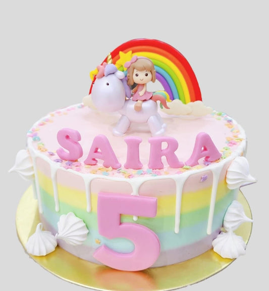 Customized fondant rainbow cake